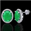 Image 2 : 6 ctw Emerald & Micro Pave VS/SI Diamond Earrings 18k White Gold - REF-101M6G