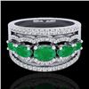 Image 1 : 2.25 ctw Emerald & Micro Pave VS/SI Diamond Designer Ring 10k White Gold - REF-81Y8X
