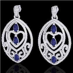 7 ctw Tanzanite & Micro Pave Diamond Heart Earrings 18k White Gold - REF-418G2W