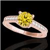 Image 1 : 1.45 ctw Certified SI Intense Yellow Diamond Antique Ring 10k Rose Gold - REF-231F8M
