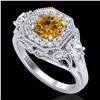 Image 1 : 2.11 ctw Intense Fancy Yellow Diamond Art Deco Ring 18k White Gold - REF-283K6Y