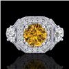 Image 2 : 2.11 ctw Intense Fancy Yellow Diamond Art Deco Ring 18k White Gold - REF-283K6Y
