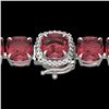 Image 1 : 40 ctw Pink Tourmaline & Micro Diamond Bracelet 14k White Gold - REF-476W5H