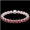 Image 2 : 40 ctw Pink Tourmaline & Micro Diamond Bracelet 14k White Gold - REF-476W5H