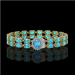 17.78 ctw Swiss Topaz & Diamond Bracelet 14K Yellow Gold - REF-209X3A