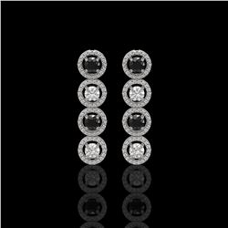 3.84 ctw Black & Diamond Micro Pave Earrings 18K White Gold - REF-259W2H