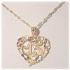 Image 1 : Quinceanera Heart Necklace SOLID 14K GOLD 15