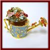 Image 1 : GOLD WATERING CAN SWAROVSKI CRYSTAL GARDEN BOX