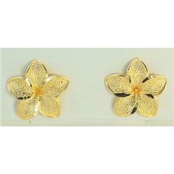 BIG 14K Gold Plumeria Plumaria Earrings 7g Studs