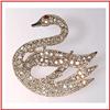 Image 1 : SWAN PIN BROOCH 24K GOLD SWAROVSKI CRYSTAL SILVER
