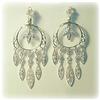 Image 1 : SOLID 14K GOLD DIAMOND CHANDELIER DANGLE EARRINGS