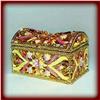 Image 1 : PINK BUTTERFLY FLOWER GOLD & CRYSTALS JEWELRY BOX