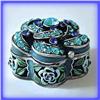 Image 1 : 24K GOLD DECO BLUE FLOWER BOX SWAROVSKI CRYSTAL J