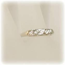 14K WHITE GOLD BAND GENUINE DIAMOND INLAY RING 8