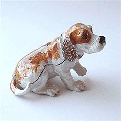BEAGLE PUPPY!  DOG! 24K GOLD CRYSTALS JEWELRY BOX