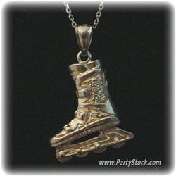 14K GOLD HOCKEY ROLLER SKATE PENDANT NECKLACE