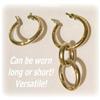 Image 2 : SOLID 14K GOLD ADJUSTABLE DANGLE HOOPS EARRINGS