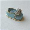 Image 1 : BLUE BABY SHOE KEEPSAKE BOX CRYSTAL BOW 24K GOLD