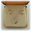 Image 1 : 14K GOLD GENUINE DIAMOND HEART EARRING NECKLACE SET ROSE BIG