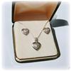 Image 2 : 14K GOLD GENUINE DIAMOND HEART EARRING NECKLACE SET ROSE BIG