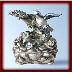 24K GOLD AUSTRIAN CRYSTAL FLYING BIRD JEWELRY BOX