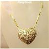 Image 1 : Gold Silver Heart Necklace Simulated Diamonds 17"
