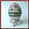 Image 1 : PLATINUM FLOWERED FABERGE EGG BOX GOLD & CRYSTALS