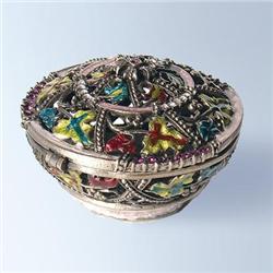 NEW ROUND 24K GOLD SWAROVSKI CRYSTAL JEWELRY BOX