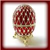Image 1 : RED FABERGE EGG RING BOX  GOLD SWAROVSKI CRYSTALS