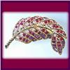 Image 1 : RED FEATHER PIN BROOCH 24K GOLD SWAROVSKI CRYSTAL