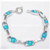 Image 1 : BLUE 14K WHITE GOLD KABALLAH EVIL EYE BRACELET 7g