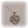 Image 1 : SOLID 14K WHITE GOLD "MOM" HEART PENDANT NECKLACE 16"