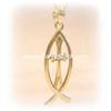Image 1 : SOLID 14K GOLD CROSS FISH CHARM PENDANT CHRISTIAN