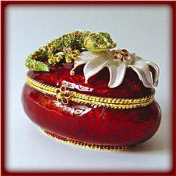 GECKO LIZARD 24K GOLD CRYSTAL JEWELRY BOX TRINKET