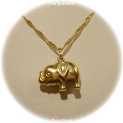 3D ELEPHANT SOLID 14K YELLOW GOLD NECKLACE 18" 4G