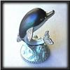Image 1 : GOLD AUSTRIAN CRYSTAL JUMPING DOLPHIN JEWELRY BOX