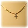 Image 4 : SOLID 14K GOLD CROSS TRI-COLOR 3 TONE NECKLACE