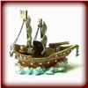 Image 1 : CLIPPER SHIP 24K GOLD CRYSTALS PIRATE TRINKET BOX