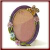 Image 1 : TINY OVAL PHOTO FRAME 24K GOLD & CRYSTALS PURPLE