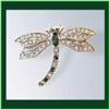 Image 1 : DRAGONFLY PIN BROOCH 24K GOLD SWAROVSKI CRYSTALS