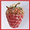 Image 1 : STRAWBERRY PIN BROOCH 24K GOLD SWAROVSKI CRYSTALS