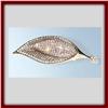 Image 1 : PLATINUM LEAF PIN BROOCH GOLD & SWAROVSKI CRYSTAL