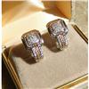 Image 2 : BIG GENUINE DIAMOND 14K GOLD SILVER EARRINGS POSTS