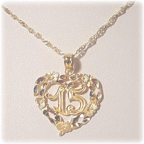 Quinceanera Necklace 14K GOLD Gold 15 