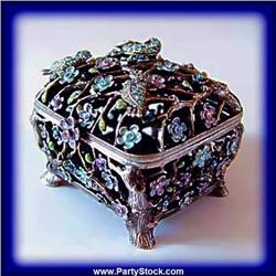 FILIGREE HUMMINGBIRD SWAROVSKI CRYSTALS BOX BLUE