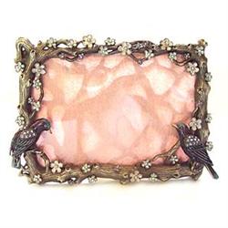 LOVE BIRD 3 X 5 FRAME 24K GOLD AUSTRIAN CRYSTAL 3