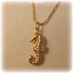 Solid 14K Gold Seahorse Pendant Necklace SEADRAGON