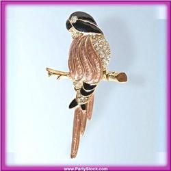 PARROT GOLD SWAROVSKI CRYSTALS PIN BROOCH