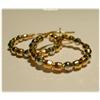 Image 2 : 3 TONE SOLID 14K GOLD HOOPS EARRINGS BEADED 1" 2