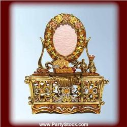 24K GOLD VANITY SWAROVSKI CRYSTAL JEWELRY BOX DOL